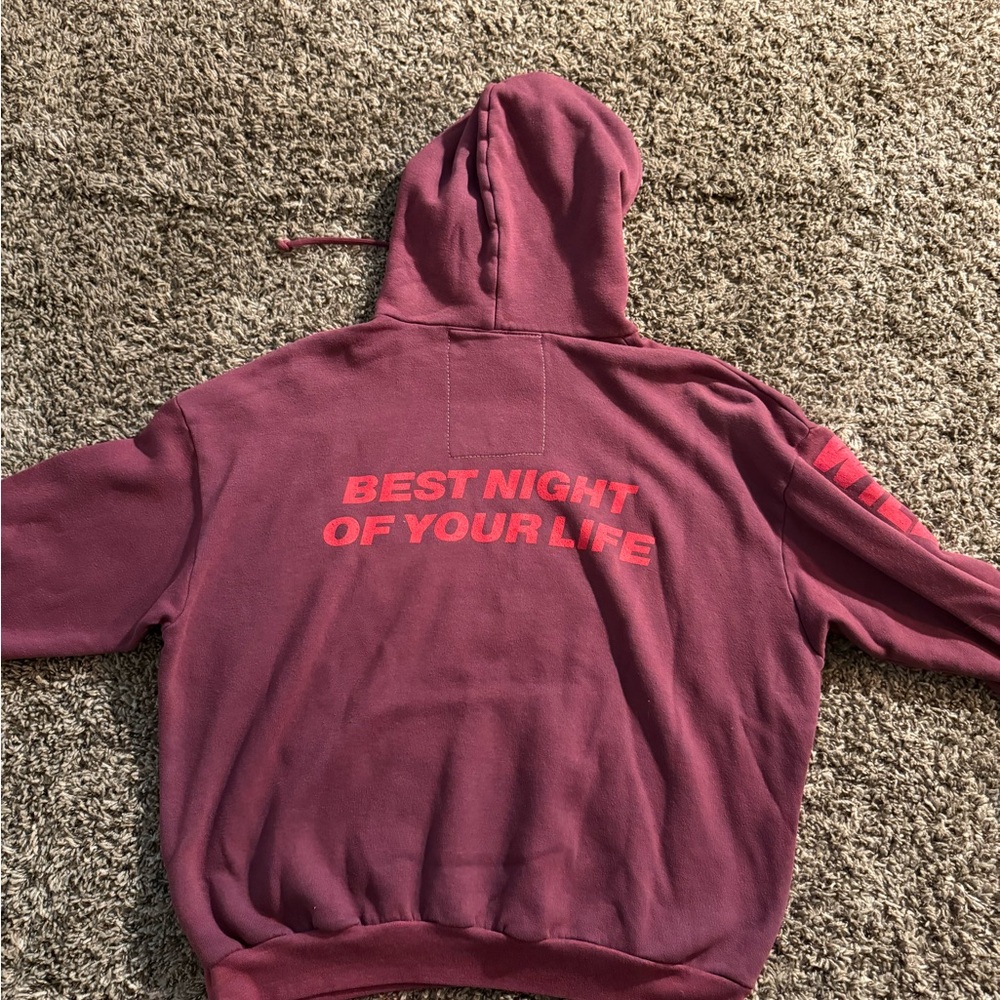 Aviator Nation Burgundy Hoodie with Smiley Face-Will Ferrell - Picture 2 of 4